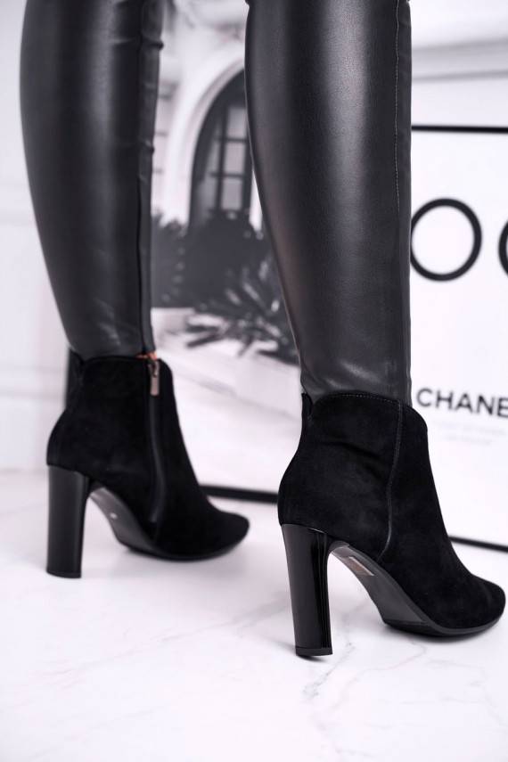   Naiste poolsaapad kõrge jämeda kontsaga Laura Messi mustad 2200