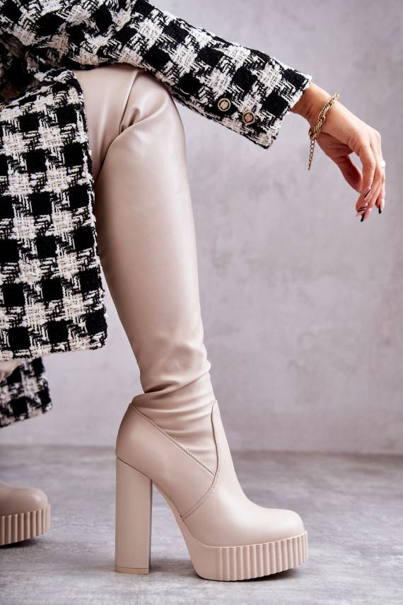    pika säärega saapad platvormiga beeži värvi Katrina