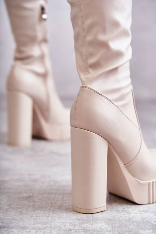    pika säärega saapad platvormiga beeži värvi Katrina