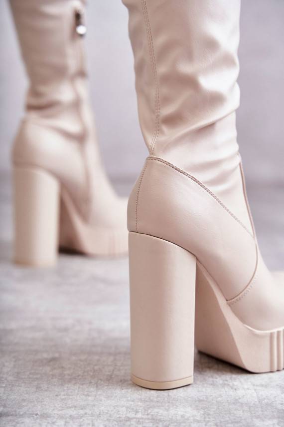    pika säärega saapad platvormiga beeži värvi Katrina