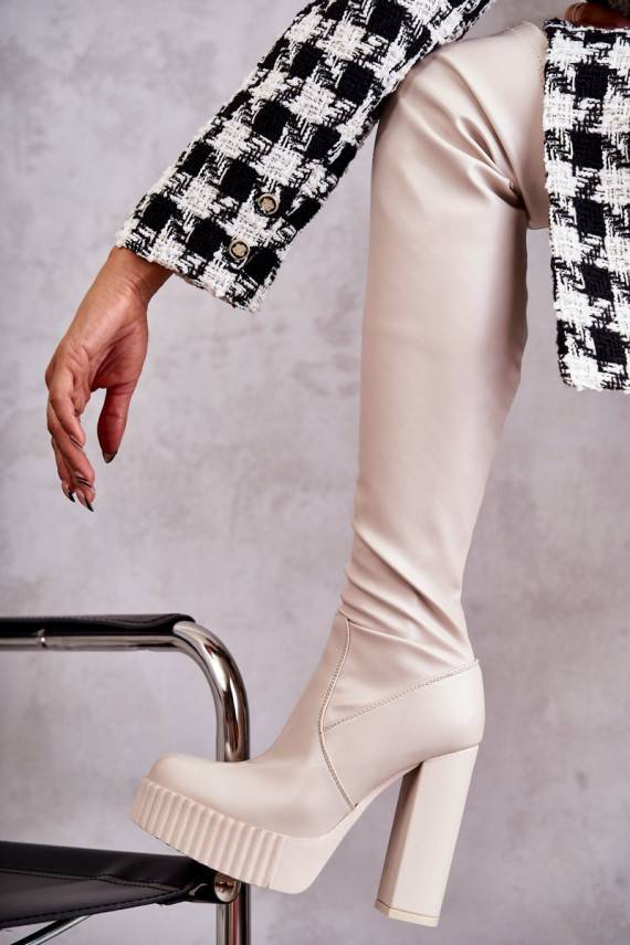    pika säärega saapad platvormiga beeži värvi Katrina