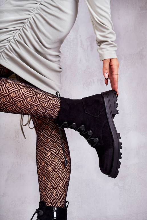   seemisnakhsed voodriga Naiste poolsaapad nööriga kroogitavad mustad Helia