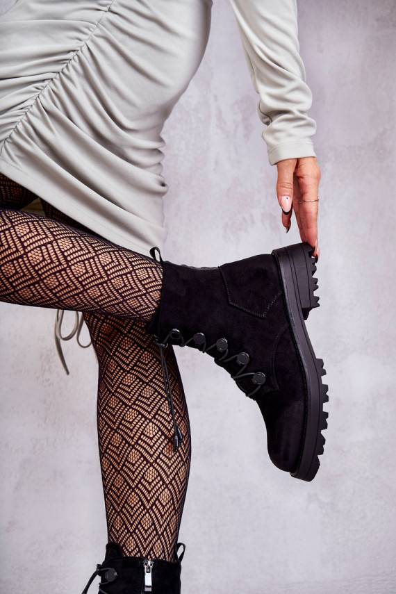   seemisnakhsed voodriga Naiste poolsaapad nööriga kroogitavad mustad Helia