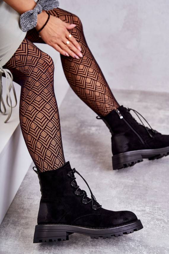   seemisnakhsed voodriga Naiste poolsaapad nööriga kroogitavad mustad Helia