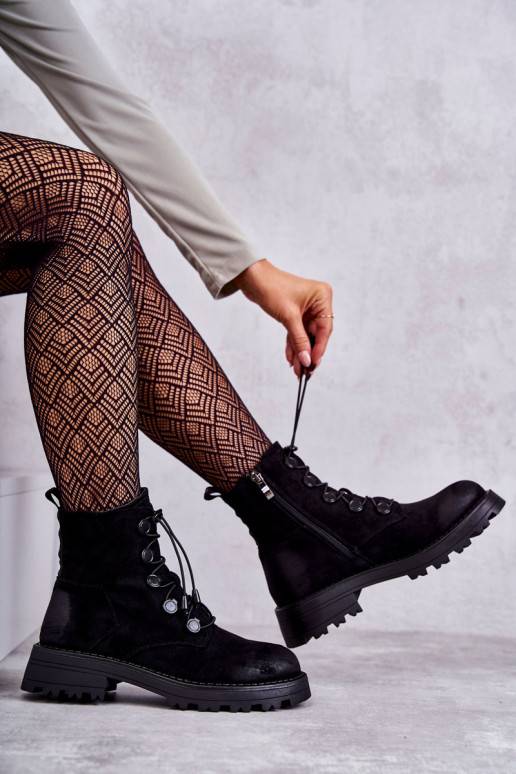   seemisnakhsed voodriga Naiste poolsaapad nööriga kroogitavad mustad Helia