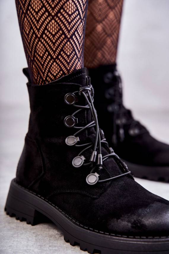   seemisnakhsed voodriga Naiste poolsaapad nööriga kroogitavad mustad Helia