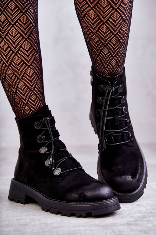   seemisnakhsed voodriga Naiste poolsaapad nööriga kroogitavad mustad Helia