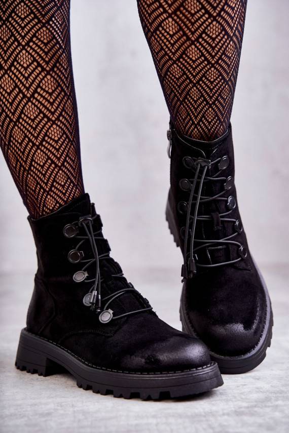   seemisnakhsed voodriga Naiste poolsaapad nööriga kroogitavad mustad Helia