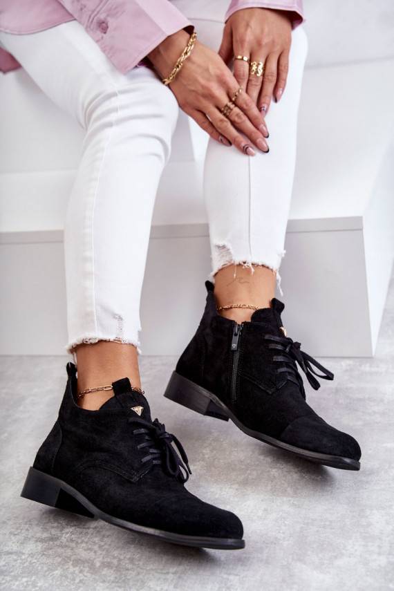 seemisnakhsed Naiste poolsaapad  nööritavad Nicole 2781 mustad