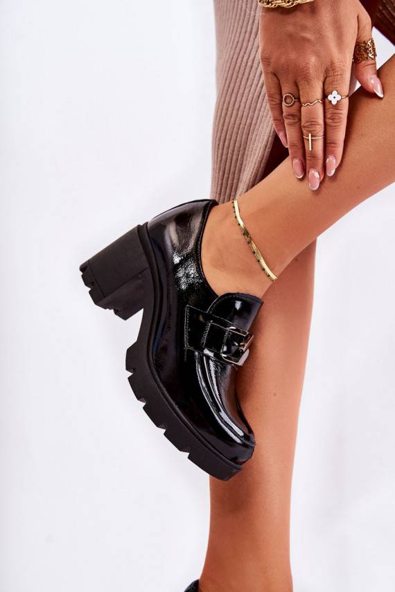 Elegantsed jalatsid kõrge jämeda kontsaga mustad Harmell