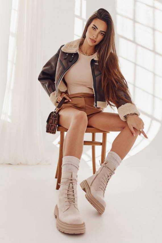   seemisnakhsed Naiste poolsaapad nööritavad beeži värvi Afra