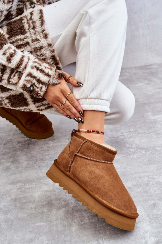 Moekad seemisnakhsed  nööpidega lumesaapad pruunid värvi Nucca