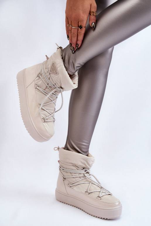   Moekad nööpidega lumesaapad nööritavad Elevandiluu värvi Carrios