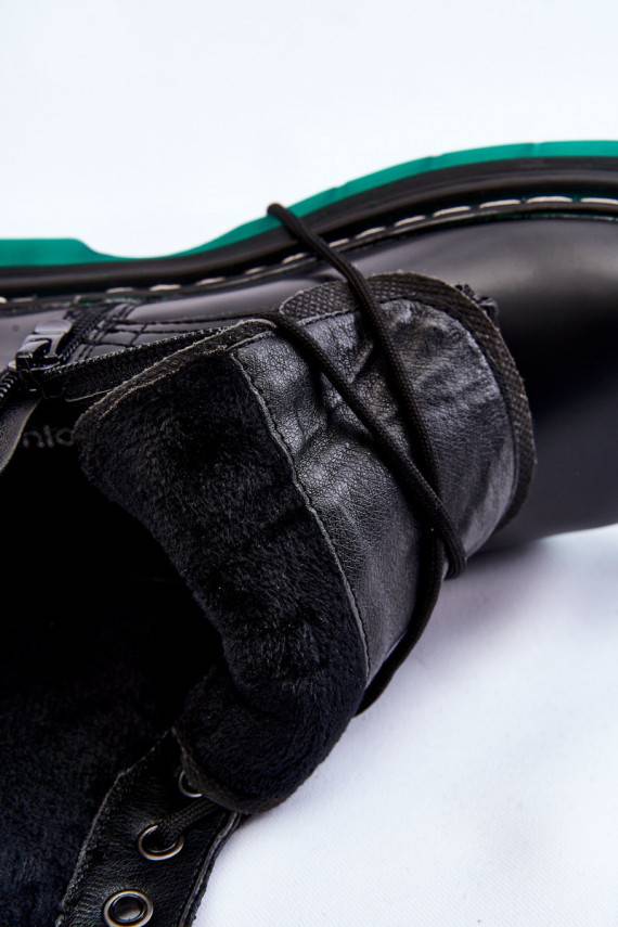   Naiste nöörsaapad nööritavad Z Zieloną Podeszwą mustad Trinah