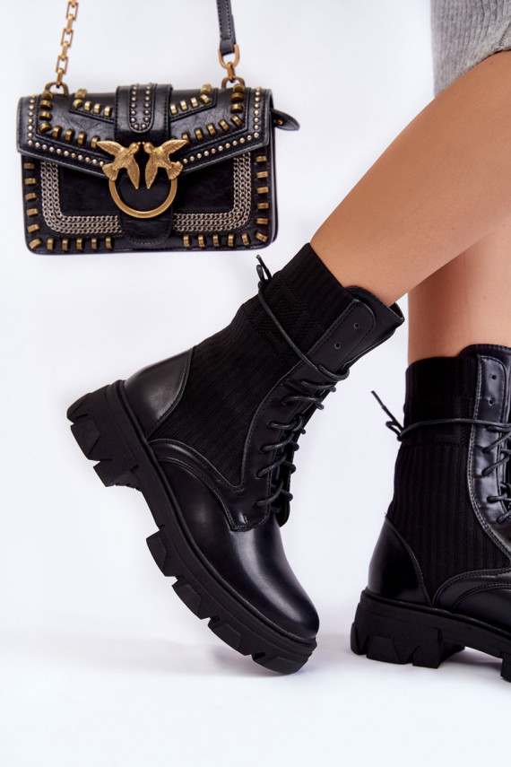   massiivsed saapad nööritavad mustad Marlissa