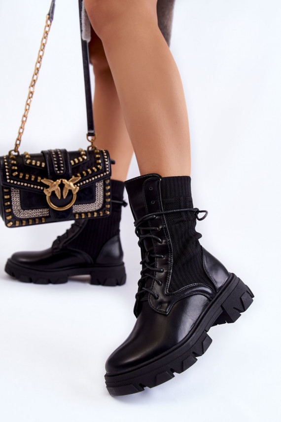   massiivsed saapad nööritavad mustad Marlissa