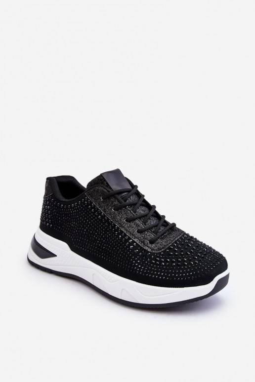   Sneakers tüüpi jalanõud säravate kristallidega mustad Raiden