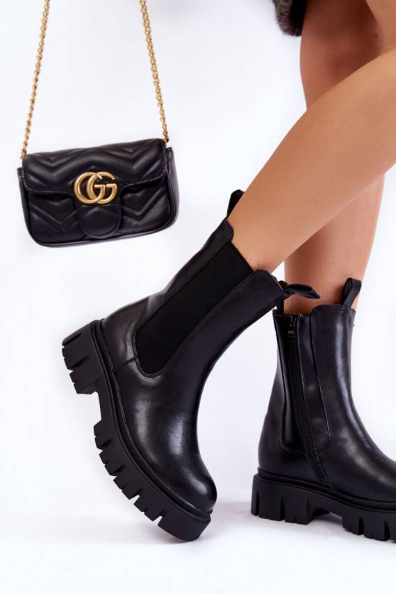   massiivsed saapad platvormiga mustad Aliana