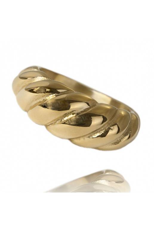 Roostevabast terasest sõrmus kaetud 14k kullaga PST827, Sõrmuse suurus: US5 EU8 