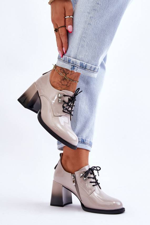 Moekad jalatsid kõrge jämeda kontsaga Halli värvi Darren