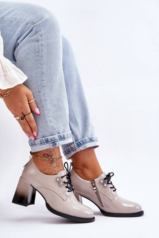 Moekad jalatsid kõrge jämeda kontsaga Halli värvi Darren